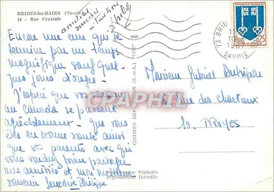 Brides-les-Bains — vista da rua principal com hotéis e montanhas em segundo plano — editor Cim — Verso