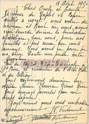 Place Saint-Pierre — widok z bazyliki i kolumny Maryi Panny — wydawca nieznany — Rewers