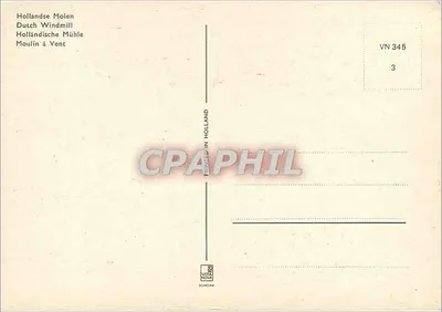 Holenderski młyn wiatrowy — seria VN 345 — wydawca SOHEDAM — Rewers