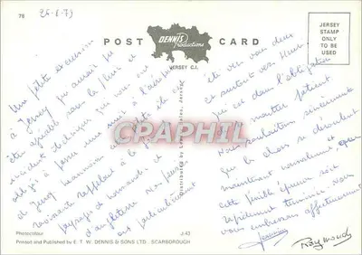 Baía e porto de St. Aubin, Jersey, C.I. — Fotocor — Editor E. T. W. DENNIS & SONS LTD. — Verso