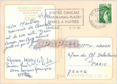 Cancal — Widok ogólny — Wydawca Couleurs de Bretagne, n° 35280 — Rewers