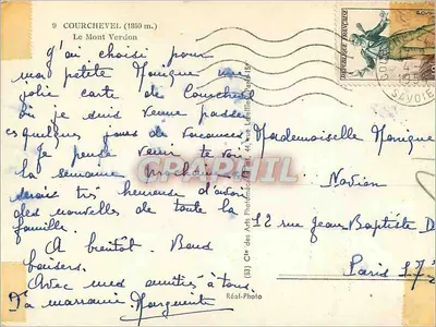 Monte Verdon — Courchevel (1850 m.) — Cie des Arts Photographiques (33) — Verso