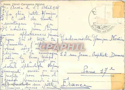 Arosa, Hörnli-Carmenner-Abfahrt — widok zimowej górskiej sceny — wydawca nie widoczny — Rewers