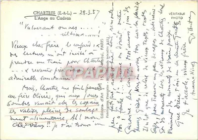 Anioł z zegarem — Chartres — Éditions d'Art Française — Rewers