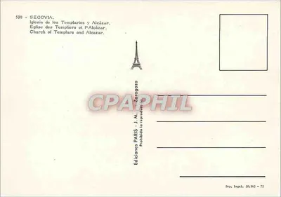 Segóvia — Igreja dos Templários e o Alcázar — Edições J.M. Zaragoza — Verso