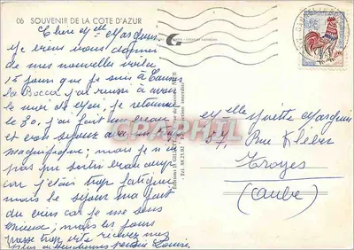 Lembrança da Costa Azul — Nice, Cannes, Monaco, Menton — Éditions M. Grillot, série 06 — Verso