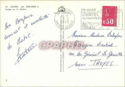 Châtel — Widok na wieżę — Wydawnictwo S.E.C.A. Studio Yvon Ghiauward — Rewers