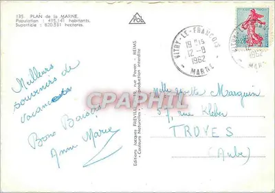 Marne — Carte postale turística ilustrada — Éditions Freville — Verso