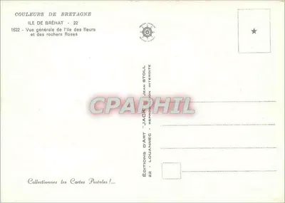 Isla de Bréhat — Vista general de la isla de las flores y las rocas rosas — Ediciones Jean Stoll — Reverso