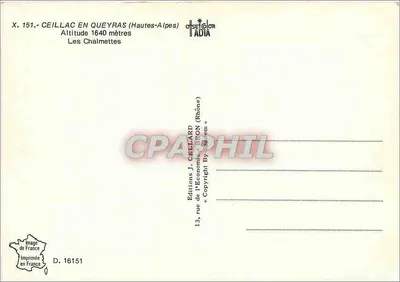 Ceillac w Queyras (Hautes-Alpes) — Les Chalmettes — Wydawnictwo J. Cellard — Rewers