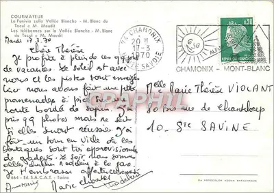 Chamonix - Mont-Blanc — telekabina i zasne góry — wydawca S.A.C.A.T. Torino — Rewers