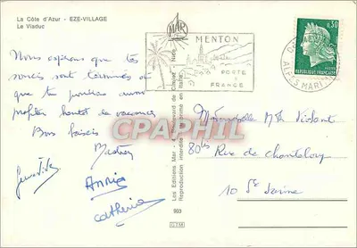 O Viaduto — Vila de Eze — A Costa Azul — Éditions Mar, n°903 — Verso