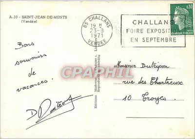 Saint-Jean-de-Monts — widok panoramiczny — Editions Moderne, n° A.33 — Rewers