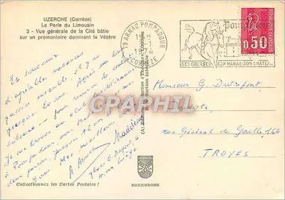Uzerche (Corrèze) — Vista geral dominando a Vézère — Edição Théodore MEXICHROME — Verso