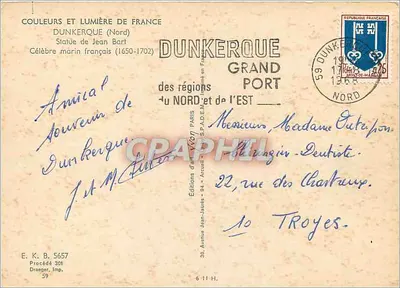 Statua Jana Barta — Dunkerque — Wydawnictwo Jean-Jaunts — Rewers