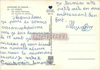 Duas meninas em traje folclórico — La Vendée — Gaby — Verso