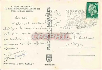 Zamek Haut-Kœnigsbourg — widok z lotu ptaka — Wydawnictwo "La Cigogne" — Rewers