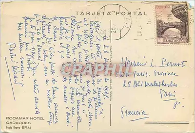 Costa Brava — Cadaqués — Hotel Rocamar — editor HUECO-OFFSET 1961 — Verso