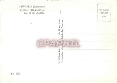 Périgueux (Dordogne) — Escada da Renascença, 1, Rue de la Sagesse — Les Éditions d'Art, Paris — Verso