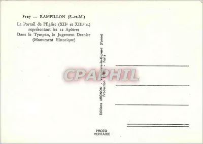 Rampillon (S.-et-M.) — Portal kościoła (XII i XIII w.) — Wydawca Mignon, n° 8127 — Rewers