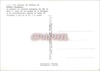 Castelo de Biron — Dordogne — Edições Aéreas Combier — Verso