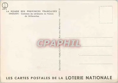 Limousin — Kostiumy ceremonialne z Plateau de Millevaches — Éditions de la Loterie Nationale — Rewers