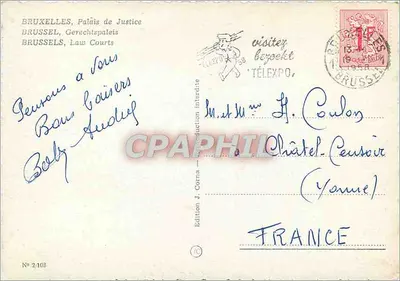 Bruselas, Palacio de Justicia — Edición J. Corna, n° 2/108 — Reverso