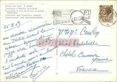 Riviera dei Fiori - S. Remo — Spacer nad morzem i ogrody Impératrice — wydawca Propriétaire Gieffie — Rewers