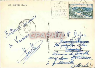 Anduze — Lembrete de Anduze — Edições de Lyon — Verso