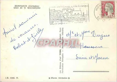 Honfleur (Calvados) — Quai de la Quarantaine — Les Éditions d'Art Yvon, Paris — Rewers