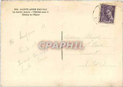 Sainte-Anne d'Auray — Pelerinagem no Campo da Espinha — editor Louis — Verso