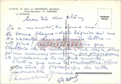 Strasburg — widok z powietrza na katedrę — La Grogne, wydanie Haquenay — Rewers