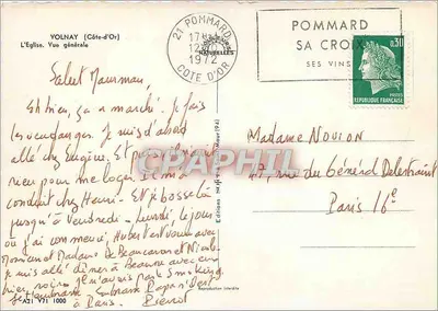 Volnay (Côte-d'Or) — Ogólny widok kościoła — Wydawnictwo Naturalne — Rewers