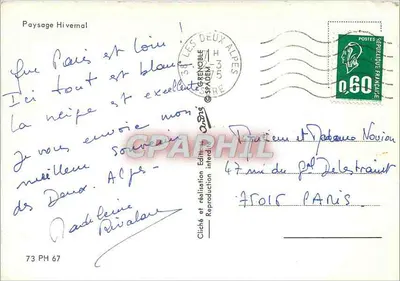Paisagem Invernal — Les Deux Alpes — Cliché e realização — Verso