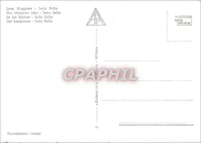 Jezioro Majorka — Wyspa Bella — widok panoramiczny — «Colorprint» Preda, Mediolan — Rewers