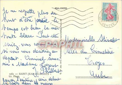 Plage de Saint-Jean-de-Monts — vue animée avec toboggan et tentes — éditeur Cap — Verso