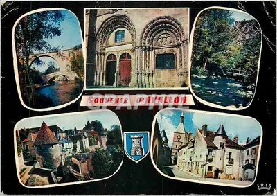 Avallon — Portal da Igreja São Lazaro, pontes sobre a Cure, ruas antigas — Editor IRIS, n° C 122