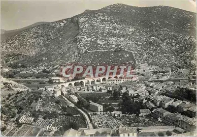 Saint-Hippolyte-du-Fort — Vista aérea da cidade, o viaduto e o Rocher du Midi — Éditions Aériennes, Imp. Combier