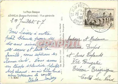 Aïnhoa (Basses-Pyrénées) — vue générale avec église et montagnes — Les Éditions d'Art — Verso