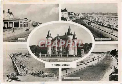 Pornichet — Vista panorâmica com o Casino, o Castelo de Bonne-Source e o Boulevard das Océanides — Edições Gaby