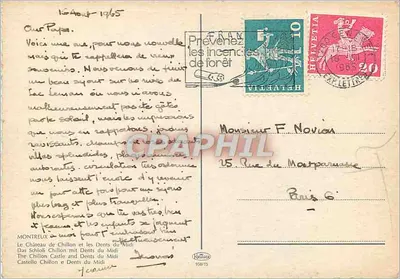 Zamek Chillon — Jezioro Leman i Zęby Środkowego Południa — Montreux, wydawca Héritage, nr 958/15 — Rewers