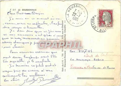 Carta postal turística da região de Bourbon-Lancy — Editor: , n° F 0-7 — Verso