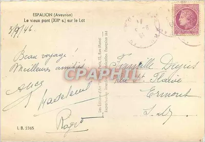 Espalion (Aveyron) — O antigo ponte (século XIII) sobre o Lot — Les Éditions d'Art Française — Verso