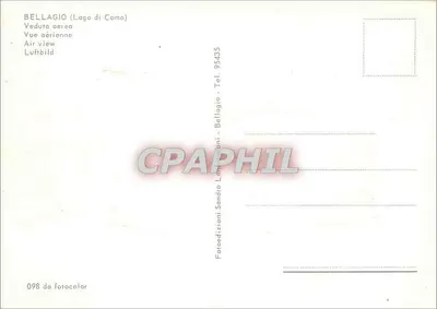 Bellagio – widok z powietrza – Fotoedizioni Sandro Lanzani, n° 098 — Rewers