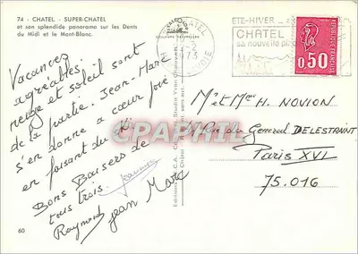 Super-Châtel — panorama Dents du Midi i Mont Blanc — Éditions C.A. Châtel — Rewers