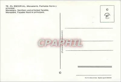 El Escorial — Klasztor. Façada północna i główna — Wyd. A. U. Lobre, S.A. Béarn — Rewers