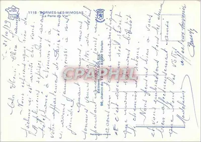 Bormes-les-Mimosas — 'La Perla del Var' — Ediciones del Tiempo, 96, camino de Toulon, 83260 Toulon — Reverso