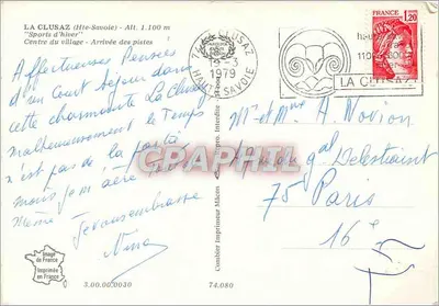 La Clusaz (Haute-Savoie) — Centro do vilarejo — Chegada das pistas — Imprimeur Combier France — Verso