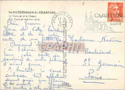 Katedra w Chartres — Transcept i chórzek — wydawca Etol — Rewers