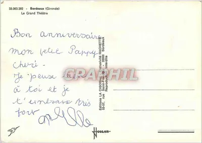 Bordeaux (Gironde) — Wielki Teatr — Wydawnictwo LA CIGOGNE — Rewers